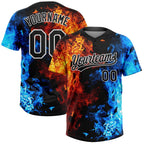 Custom Figure Black-White 3D Pattern Flame Two-Button Unisex Softball Jersey photo 1