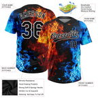 Custom Figure Black-White 3D Pattern Flame Two-Button Unisex Softball Jersey photo 3