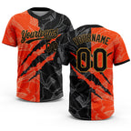 Custom Graffiti Pattern Black-Old Gold 3D Two-Button Unisex Softball Jersey