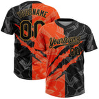 Custom Graffiti Pattern Black-Old Gold 3D Two-Button Unisex Softball Jersey photo 1