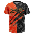 Custom Graffiti Pattern Black-Old Gold 3D Two-Button Unisex Softball Jersey photo 2