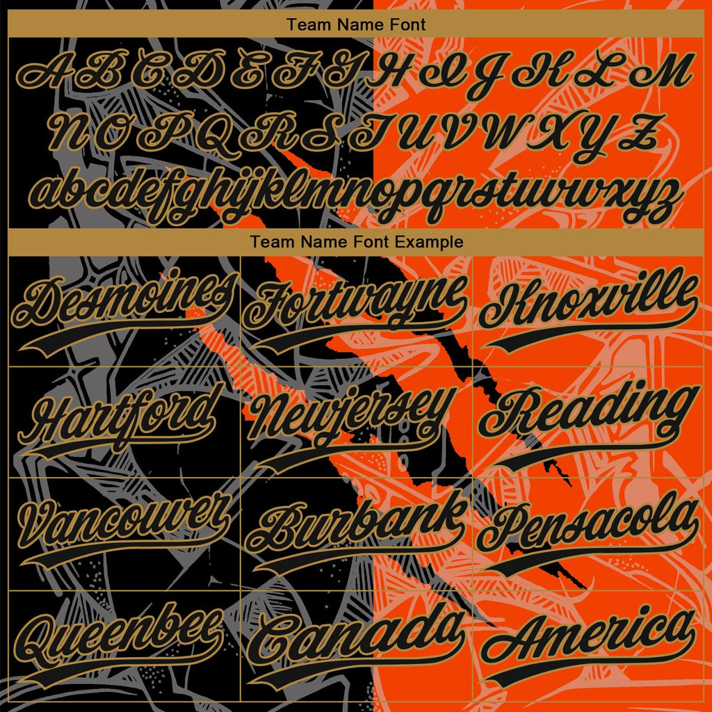 Custom Graffiti Pattern Black-Old Gold 3D Two-Button Unisex Softball Jersey photo 4