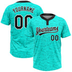 Custom Teal Black-White 3D Pattern Two-Button Unisex Softball Jersey photo 1
