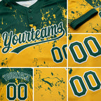 Custom Gold Green-White 3D Pattern Two-Button Unisex Softball Jersey detail