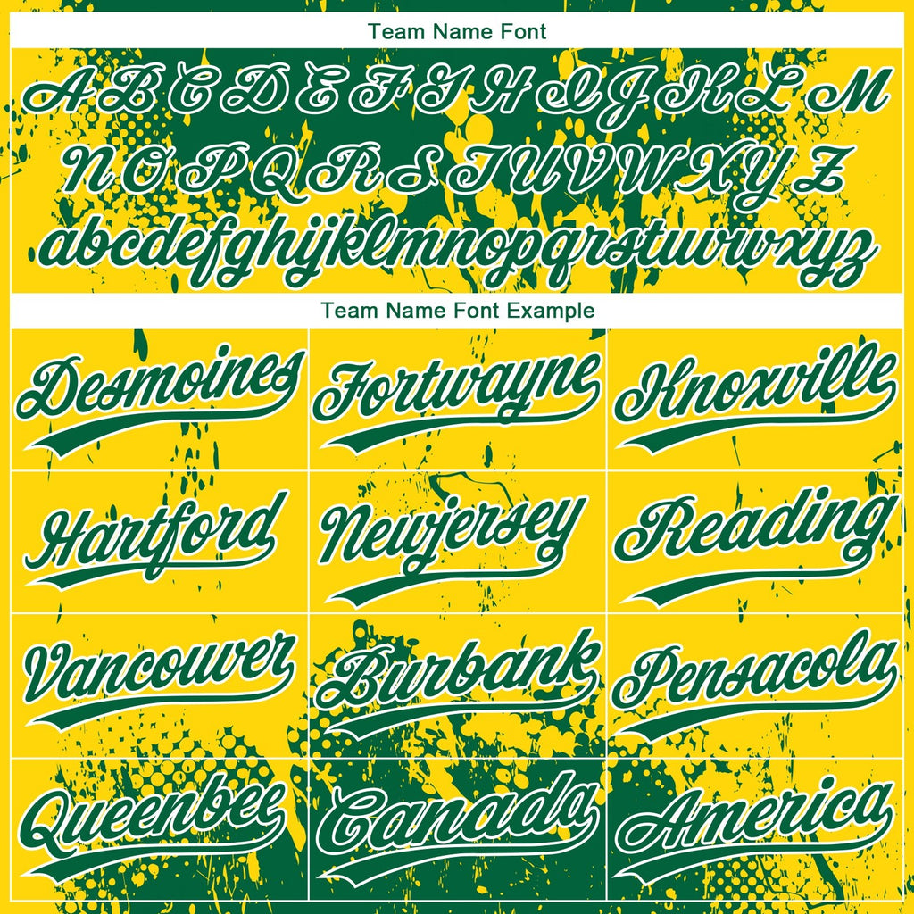 Custom Gold Green-White 3D Pattern Two-Button Unisex Softball Jersey photo 4