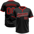 Custom Black Red-White Two-Button Unisex Softball Jersey photo 1