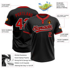 Custom Black Red-White Two-Button Unisex Softball Jersey photo 3
