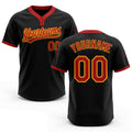 Custom Black Red-Gold Two-Button Unisex Softball Jersey