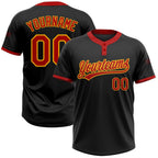 Custom Black Red-Gold Two-Button Unisex Softball Jersey photo 1
