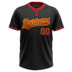 Custom Black Red-Gold Two-Button Unisex Softball Jersey photo 2