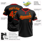 Custom Black Red-Gold Two-Button Unisex Softball Jersey photo 3