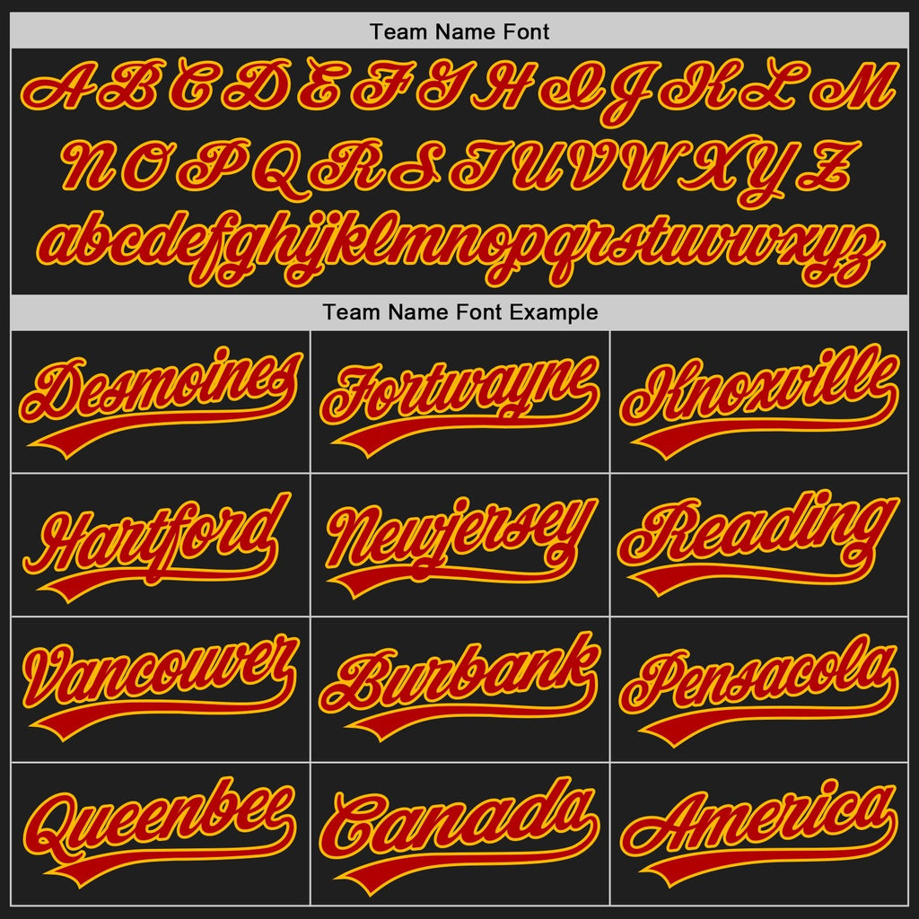 Custom Black Red-Gold Two-Button Unisex Softball Jersey photo 4