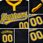Custom Black Gold-White Two-Button Unisex Softball Jersey detail