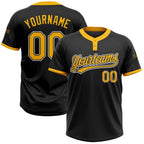Custom Black Gold-White Two-Button Unisex Softball Jersey photo 1