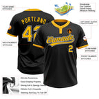Custom Black Gold-White Two-Button Unisex Softball Jersey photo 3