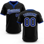 Custom Black Royal-White Two-Button Unisex Softball Jersey