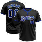 Custom Black Royal-White Two-Button Unisex Softball Jersey photo 1