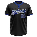 Custom Black Royal-White Two-Button Unisex Softball Jersey photo 2