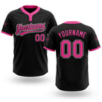 Custom Black Pink-White Two-Button Unisex Softball Jersey