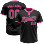 Custom Black Pink-White Two-Button Unisex Softball Jersey photo 1