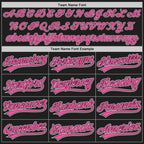Custom Black Pink-White Two-Button Unisex Softball Jersey photo 4