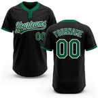 Custom Black Kelly Green-White Two-Button Unisex Softball Jersey