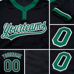 Custom Black Kelly Green-White Two-Button Unisex Softball Jersey detail