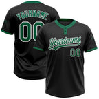 Custom Black Kelly Green-White Two-Button Unisex Softball Jersey photo 1