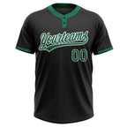 Custom Black Kelly Green-White Two-Button Unisex Softball Jersey photo 2