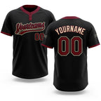 Custom Black Crimson-Cream Two-Button Unisex Softball Jersey