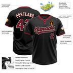 Custom Black Crimson-Cream Two-Button Unisex Softball Jersey photo 3