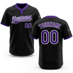 Custom Black Purple-White Two-Button Unisex Softball Jersey