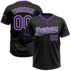 Custom Black Purple-White Two-Button Unisex Softball Jersey photo 1