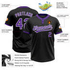 Custom Black Purple-White Two-Button Unisex Softball Jersey photo 3