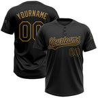 Custom Black Black-Old Gold Two-Button Unisex Softball Jersey photo 1