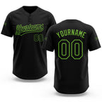Custom Black Black-Neon Green Two-Button Unisex Softball Jersey
