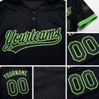 Custom Black Black-Neon Green Two-Button Unisex Softball Jersey detail
