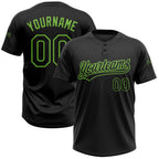 Custom Black Black-Neon Green Two-Button Unisex Softball Jersey photo 1