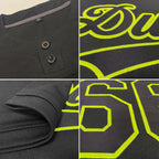Custom Black Black-Neon Green Two-Button Unisex Softball Jersey photo 2