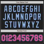 Custom Black Pink-Light Blue Two-Button Unisex Softball Jersey photo 5