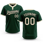 Custom Green Cream-Black Two-Button Unisex Softball Jersey
