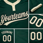 Custom Green Cream-Black Two-Button Unisex Softball Jersey detail