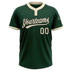Custom Green Cream-Black Two-Button Unisex Softball Jersey photo 2