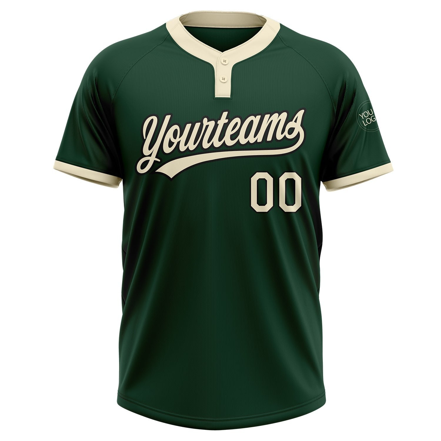 Custom Green Cream-Black Two-Button Unisex Softball Jersey photo 2