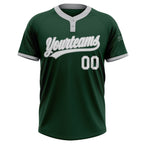 Custom Green White-Gray Two-Button Unisex Softball Jersey photo 2
