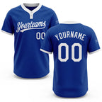 Custom Royal White Two-Button Unisex Softball Jersey