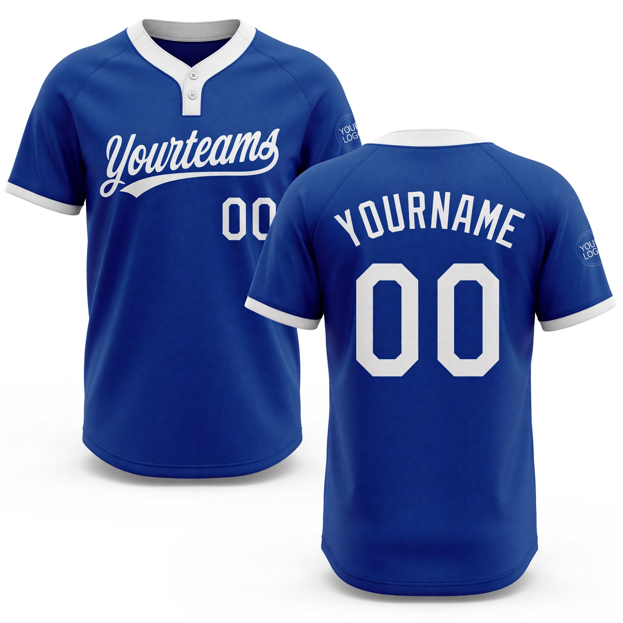 Custom Royal White Two-Button Unisex Softball Jersey