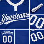 Custom Royal White Two-Button Unisex Softball Jersey detail