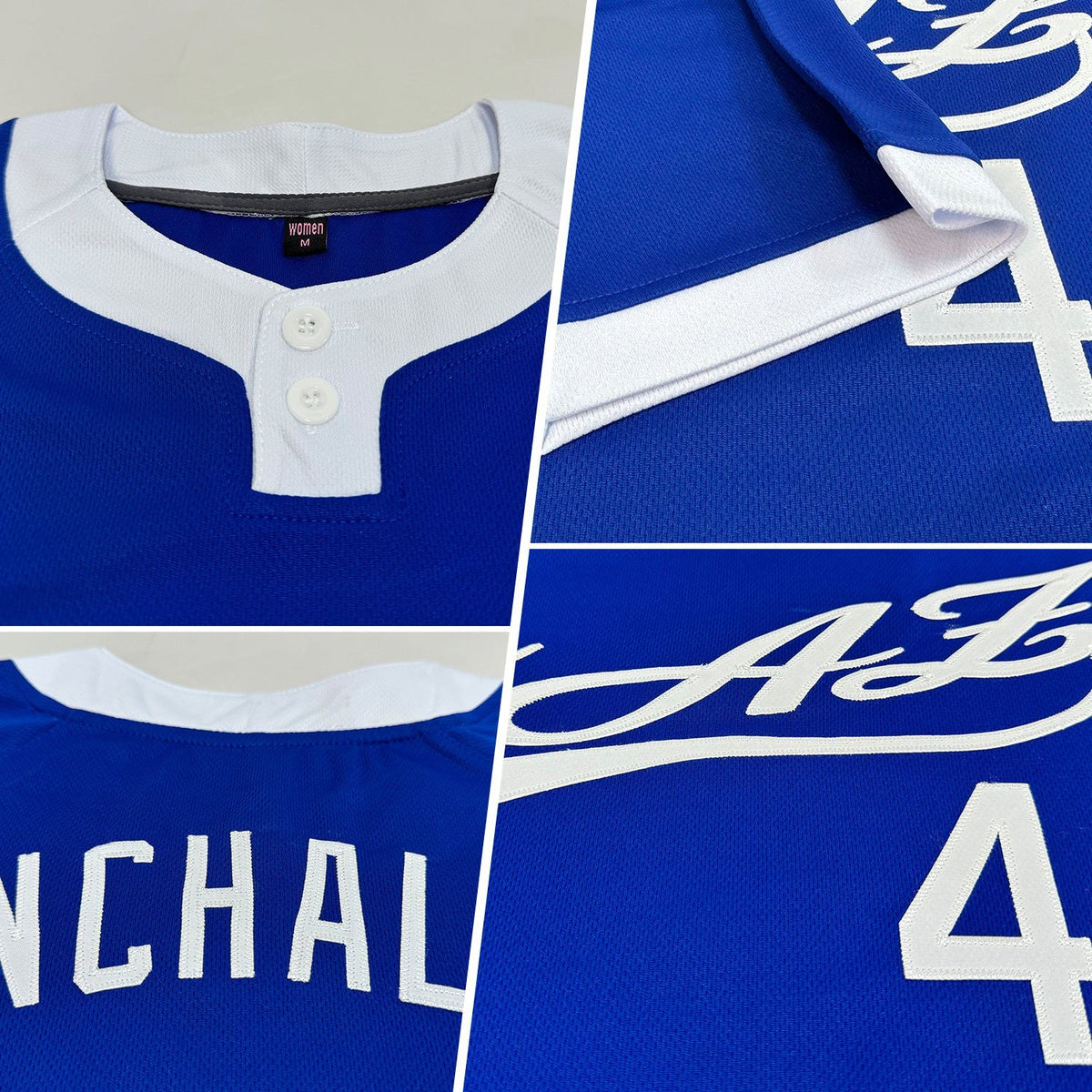 Custom Royal White Two-Button Unisex Softball Jersey photo 2