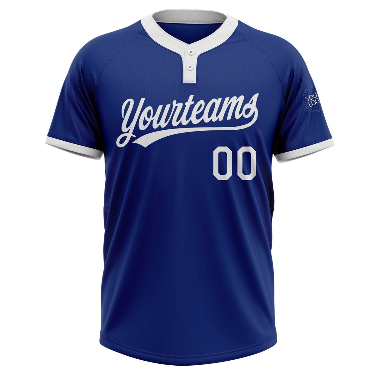 Custom Royal White Two-Button Unisex Softball Jersey photo 3